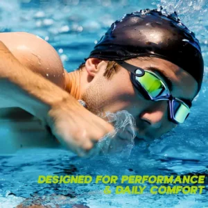 Professional Swimming Goggles with Mirrored Lenses, Anti-Fog, UV Protection & Earplugs | Leakproof Goggles for Adults with Carry Case (Unisex) - Image 5