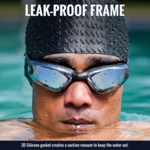 Professional Swimming Goggles with Mirrored Lenses, Anti-Fog, UV Protection & Earplugs | Leakproof Goggles for Adults with Carry Case (Unisex) - Image 4
