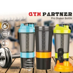 Gym Shaker Bottle with Powder Compartment – BPA-Free Protein Shaker for Workout & Fitness (Leak-Proof, 500ml–700ml) - Image 4